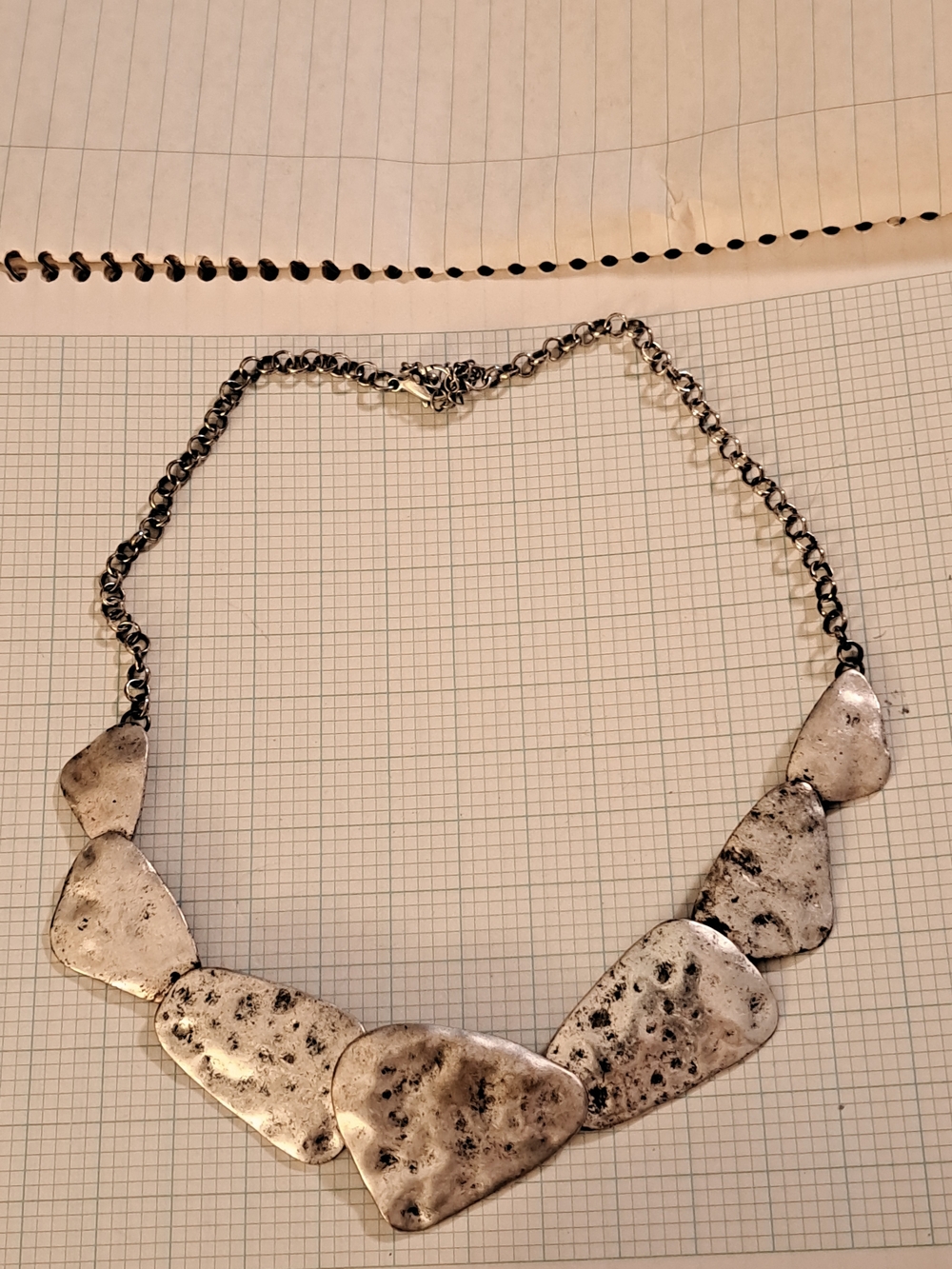 Sterling-Look Hammered Texture Silver Statement Necklace - Women Jewelry